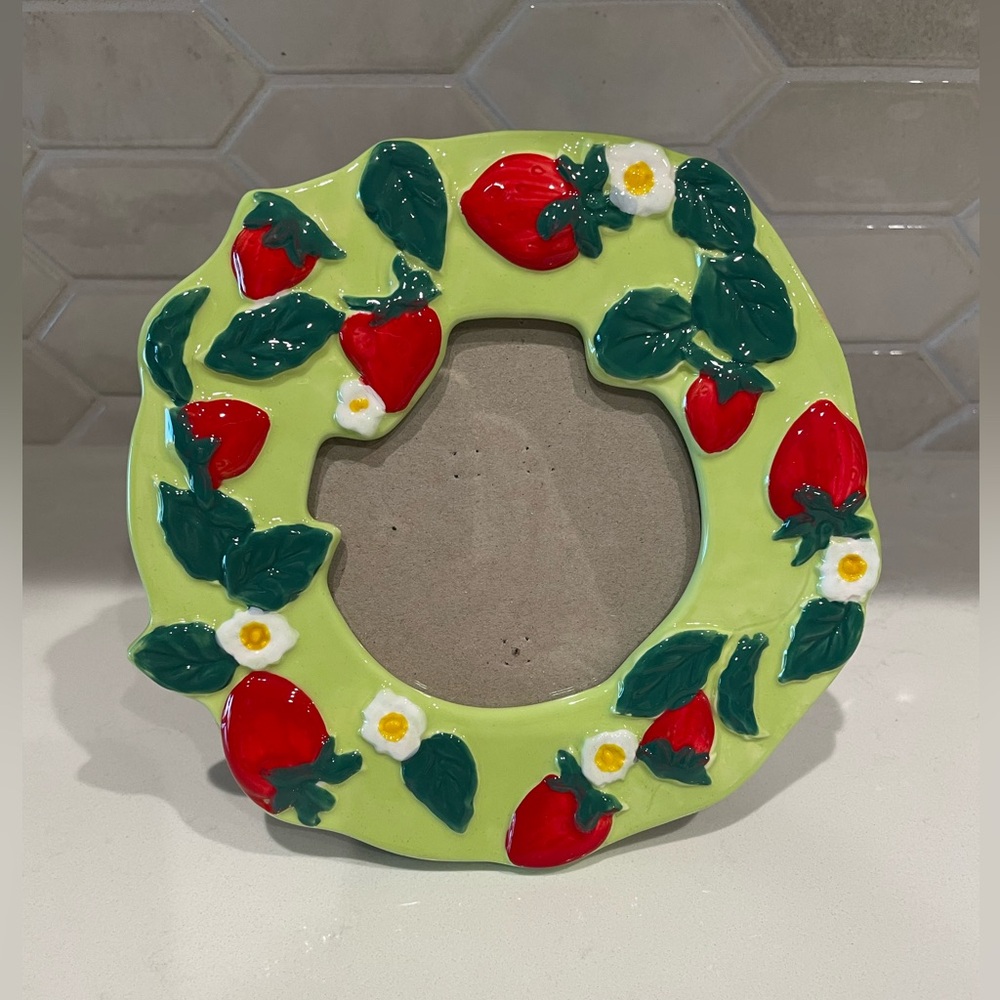 Anthropologie Strawberry Ceramic Picture Frame